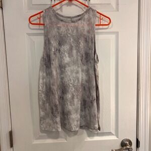 All in Motion Womens Grey Tie Dye Split Back Activewear Tank Top Size Medium